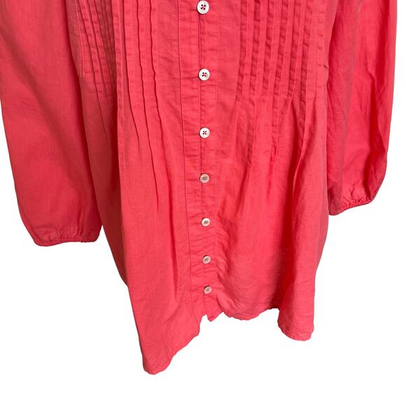 Chico's Blouse Top Shirt Pintucked Sz 3 XL 16/18 Pink Salmon Linen Blend Pleats - Picture 3 of 10